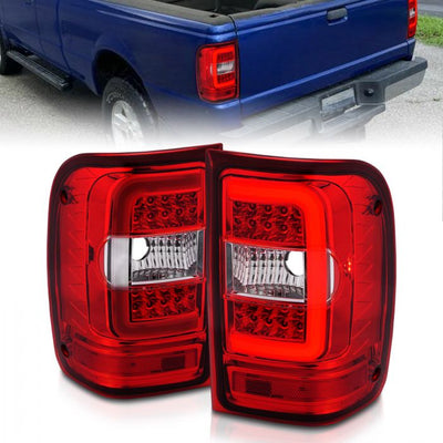 ANZO - 2001-2011 FORD RANGER TAILLIGHTS RED CLEAR LENS WITH CHROME HOUSING C LIGHT BAR-Tail Lights-Deviate Dezigns (DV8DZ9)