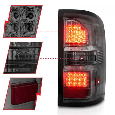 ANZO - 2014-2018 GMC SIERRA 1500/2500HD/3500HD TAILLIGHTS SMOKED LENS CHROME-Tail Lights-Deviate Dezigns (DV8DZ9)