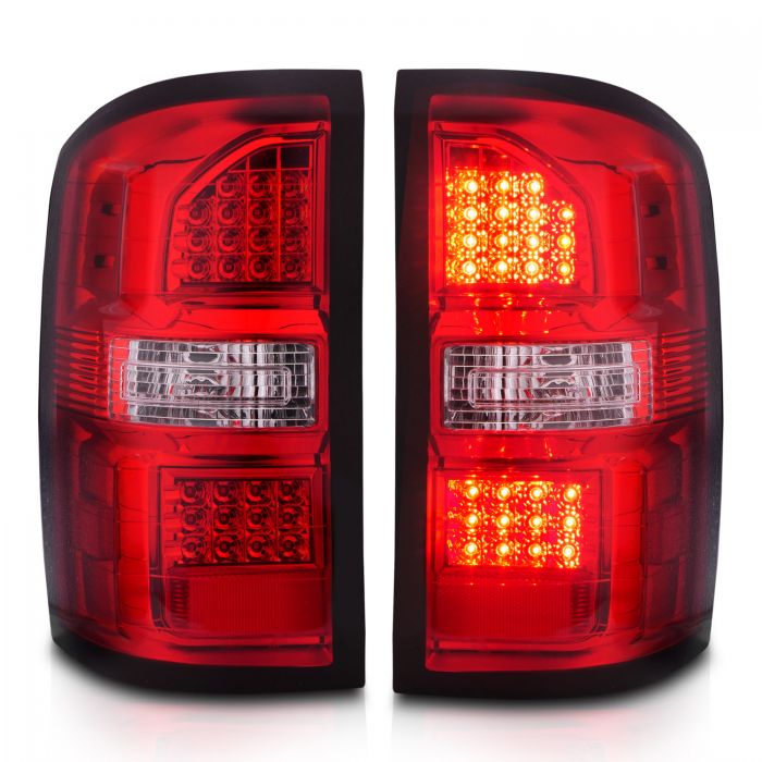 ANZO - 2014-2018 GMC SIERRA 1500/2500HD/3500HD TAILLIGHTS RED/CLEAR LENS CHROME-Tail Lights-Deviate Dezigns (DV8DZ9)
