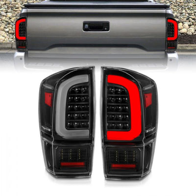 ANZO - 2016-2022 TOYOTA TACOMA FULL LED TAILLIGHTS BLACK SEQUENTIAL WITH C LIGHT BAR-Tail Lights-Deviate Dezigns (DV8DZ9)