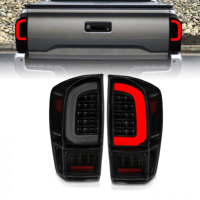 ANZO - 2016-2022 TOYOTA TACOMA FULL LED TAILLIGHTS BLACK HOUSING SMOKE LENS SEQUENTIAL WITH C LIGHT BAR-Tail Lights-Deviate Dezigns (DV8DZ9)