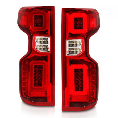 ANZO - 2019-2021 CHEVROLET SILVERADO 1500 FULL LED TAILLIGHT CHROME HOUSING RED/CLEAR LENS (FACTORY LED MODELS)-Tail Lights-Deviate Dezigns (DV8DZ9)