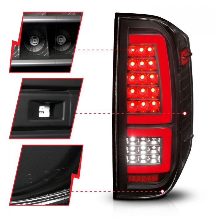 ANZO - 2014-2021 TOYOTA TUNDRA FULL LED TAILLIGHTS BLACK HOUSING RED LIGHT BAR WITH SEQUENTIAL SIGNAL-Tail Lights-Deviate Dezigns (DV8DZ9)