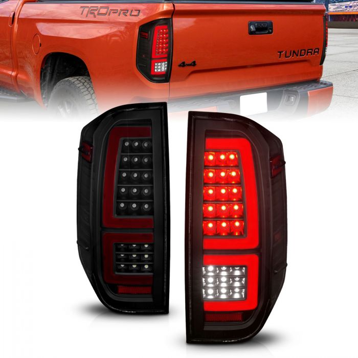 ANZO - 2014-2021 TOYOTA TUNDRA FULL LED TAILLIGHTS BLACK HOUSING SMOKE LENS RED LIGHT BAR WITH SEQUENTIAL SIGNAL-Tail Lights-Deviate Dezigns (DV8DZ9)