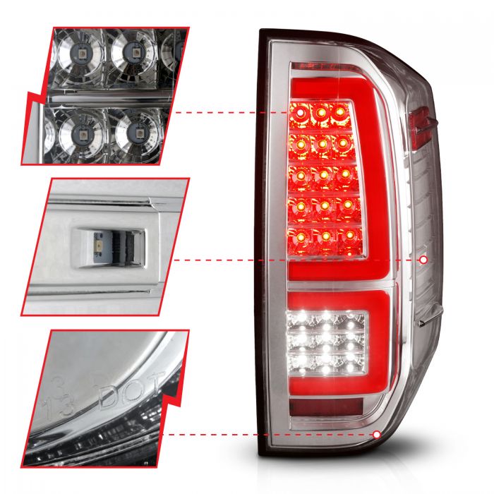 ANZO - 2014-2021 TOYOTA TUNDRA FULL LED TAILLIGHTS CHROME HOUSING CLEAR LENS RED LIGHT BAR WITH SEQUENTIAL SIGNAL-Tail Lights-Deviate Dezigns (DV8DZ9)
