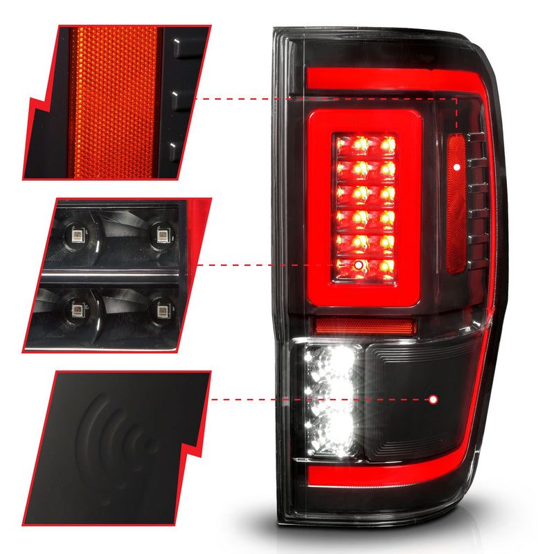 ANZO - 2019-2023 FORD RANGER FULL LED TAIL LIGHTS BLACK CLEAR LENS WITH SEQUENTIAL SIGNAL-Tail Lights-Deviate Dezigns (DV8DZ9)