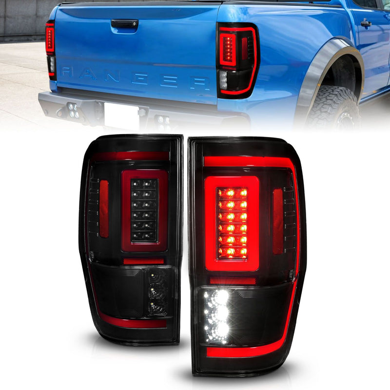 ANZO - 2019-2023 FORD RANGER FULL LED TAIL LIGHTS BLACK SMOKE LENS WITH SEQUENTIAL SIGNAL-Tail Lights-Deviate Dezigns (DV8DZ9)