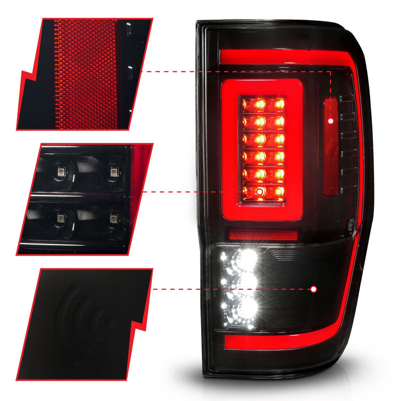 ANZO - 2019-2023 FORD RANGER FULL LED TAIL LIGHTS BLACK SMOKE LENS WITH SEQUENTIAL SIGNAL-Tail Lights-Deviate Dezigns (DV8DZ9)