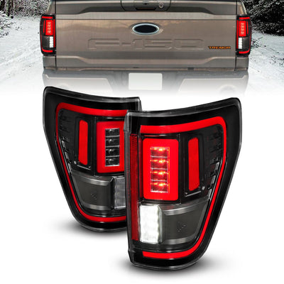 ANZO - FORD F-150 21-23 FULL LED TAIL LIGHTS BLACK HOUSING CLEAR LENS W/ INITIATION & SEQUENTIAL (FOR HALOGEN MODEL W/O BLIS & LED MODEL W/ BLIS SYSTEM)-Tail Lights-Deviate Dezigns (DV8DZ9)