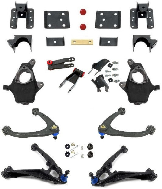 Maxtrac - 2014-2018 GMC Sierra 1500 4WD Stamped Steel/Alum Arms 2/4 or 2/5 Premium Drop Kit 334140-Lowering Kits-Deviate Dezigns (DV8DZ9)