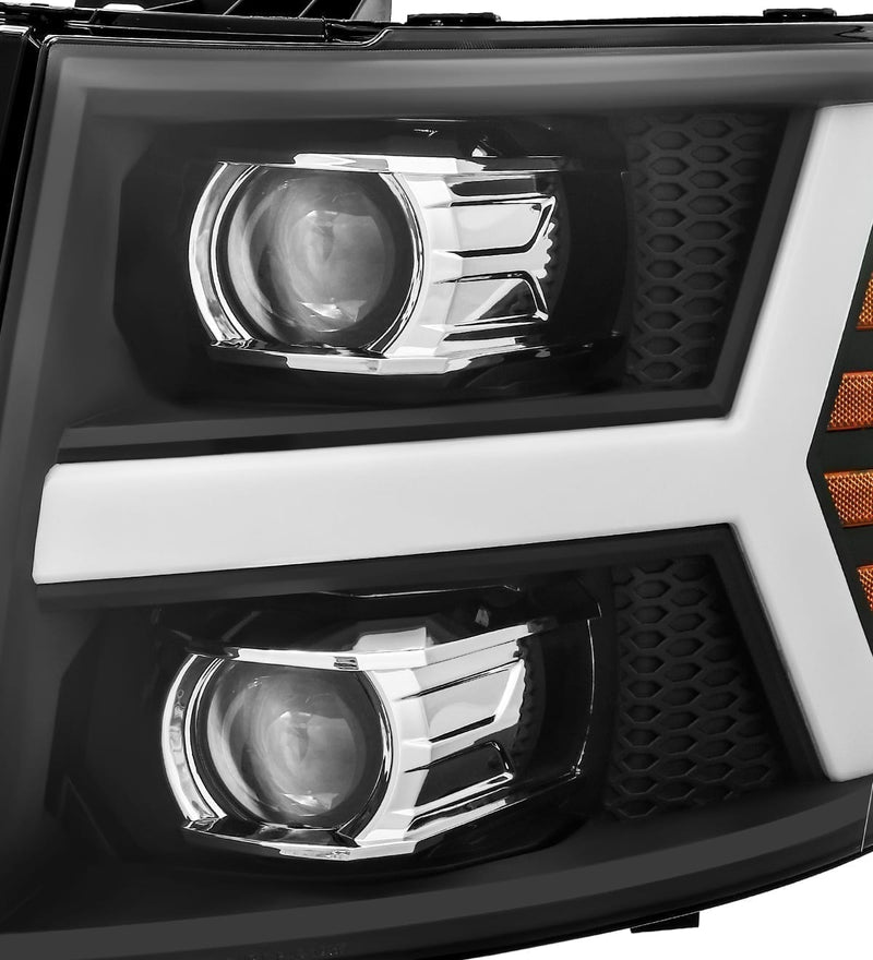 ALPHAREX - PRO | Black | 2007-2013 Chevrolet Silverado 1500/2007-2014 2500HD/3500HD-Headlights-Deviate Dezigns (DV8DZ9)