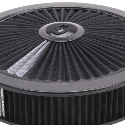 Edelbrock Air Cleaner Pro-Flo Round 14"x3" Black With Black Element Breathable Lid-Deviate Dezigns (DV8DZ9)